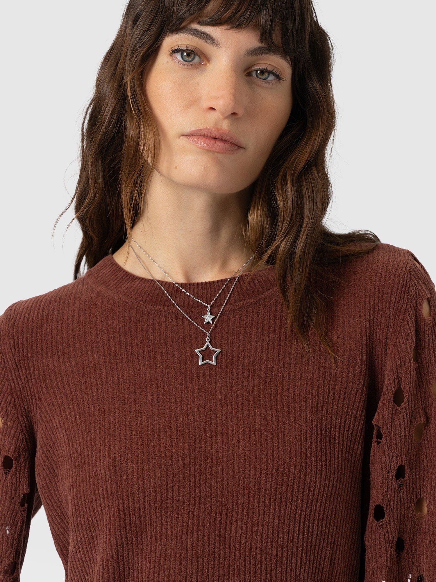 Suki Lace Hole Knit - Mauve - Women's Jumpers | Saint + Sofia® EU
