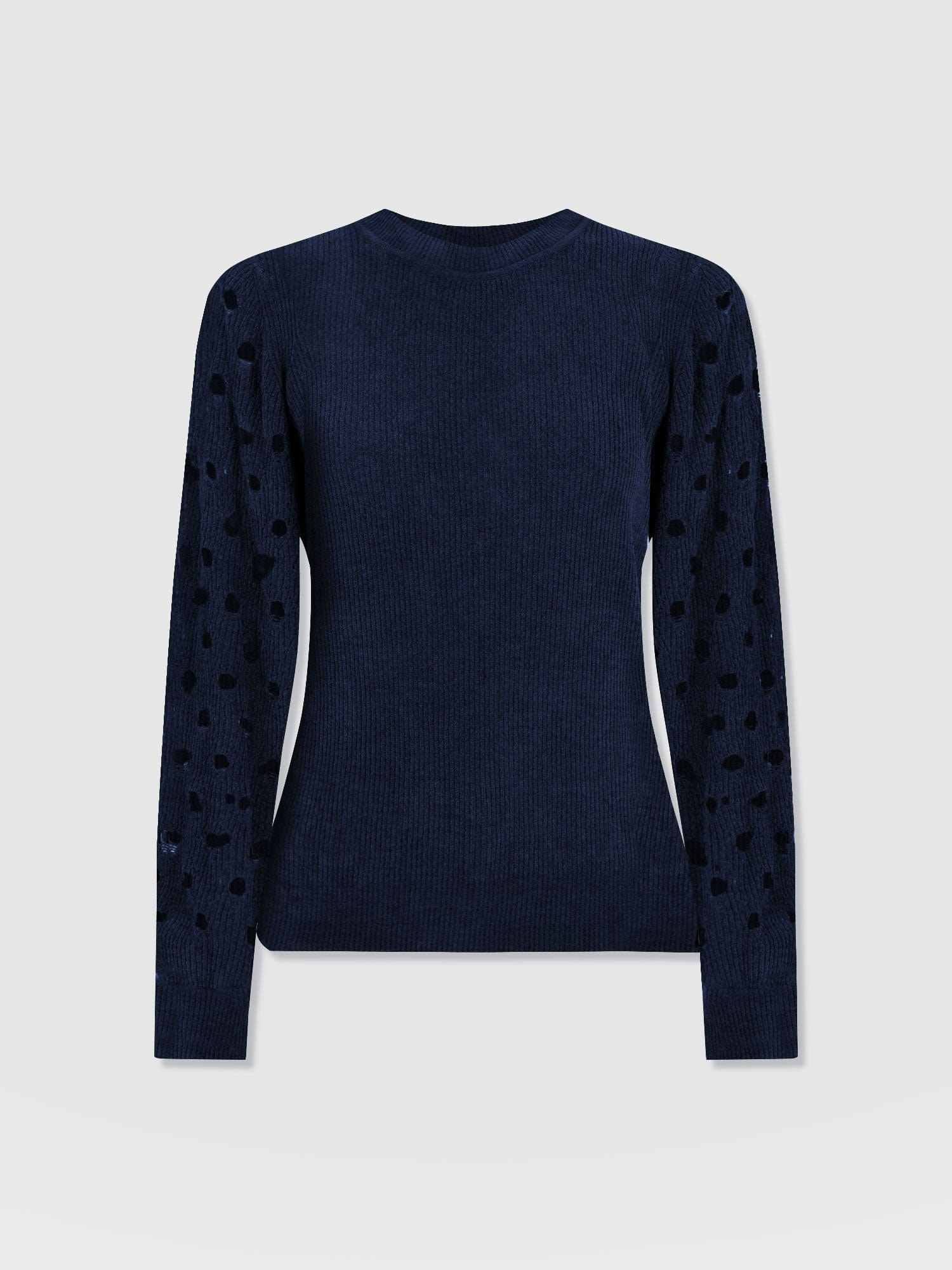Suki Lace Hole Knit - Navy - Women's Jumpers | Saint + Sofia® EU