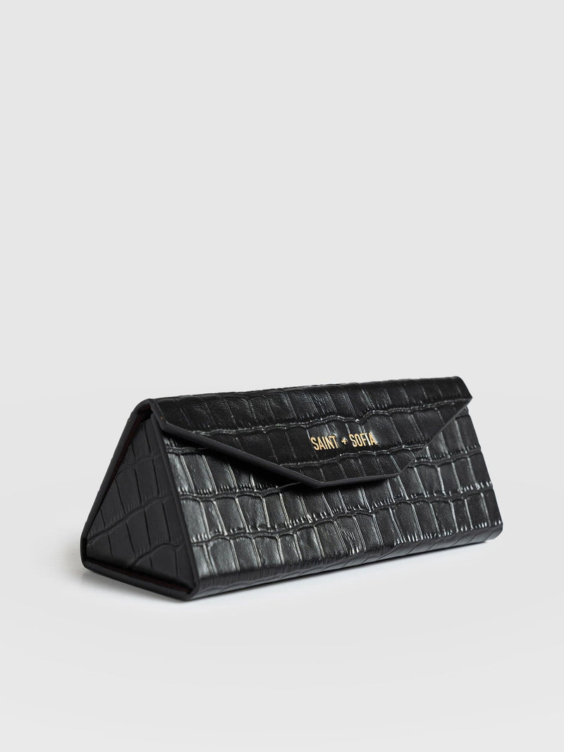 Sunglasses Case Black Croc - Women's Travel Accessories | Saint + Sofia® EU