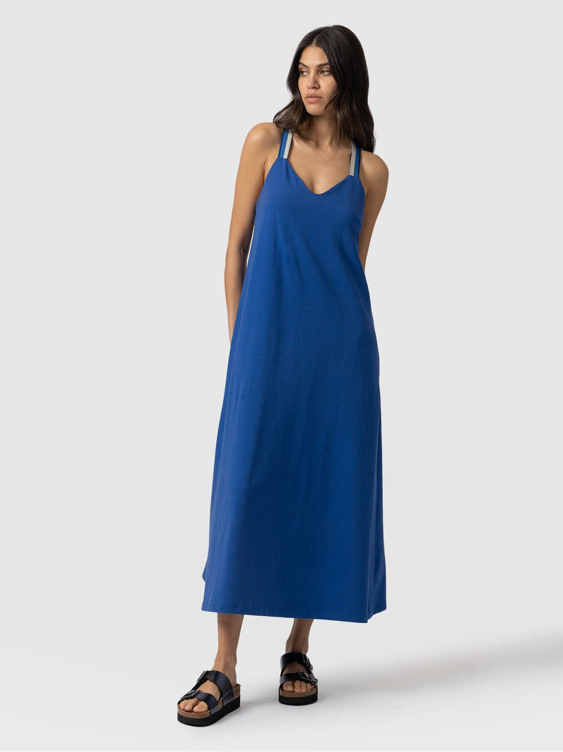 Sunset Dress Cobalt Blue Navy Lurex - Women's Dresses | Saint + Sofia® EU