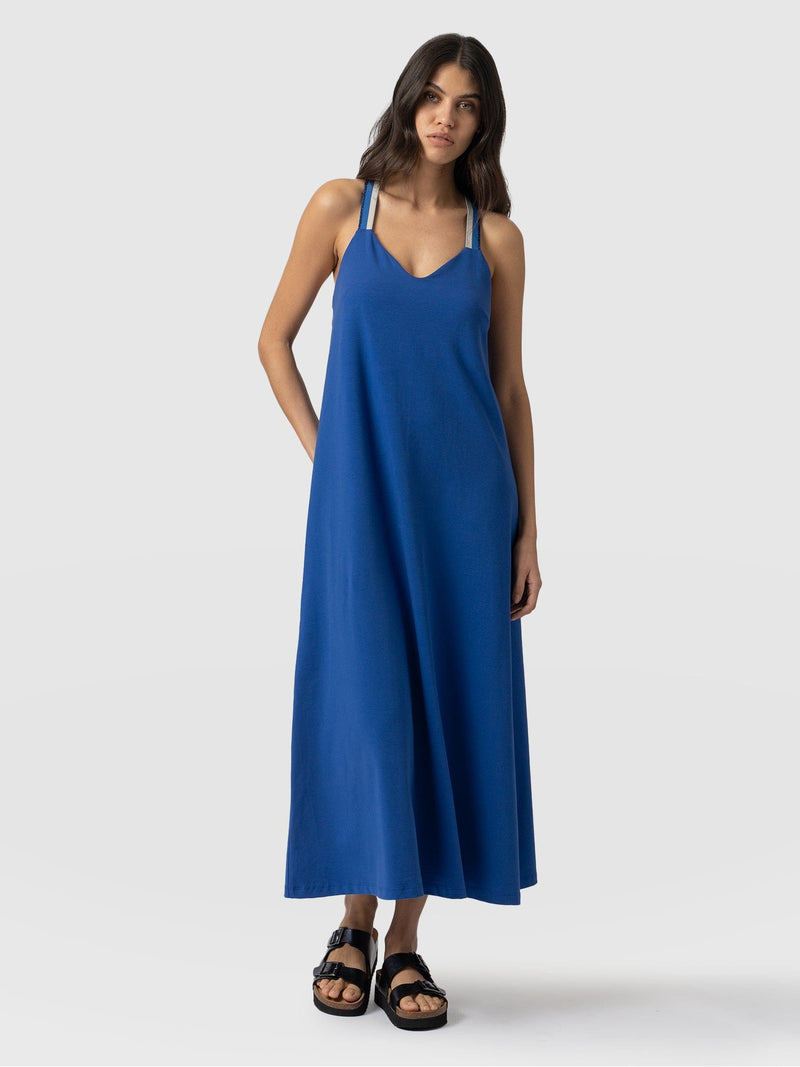 Sunset Dress Cobalt Blue Navy Lurex - Women's Dresses | Saint + Sofia® EU