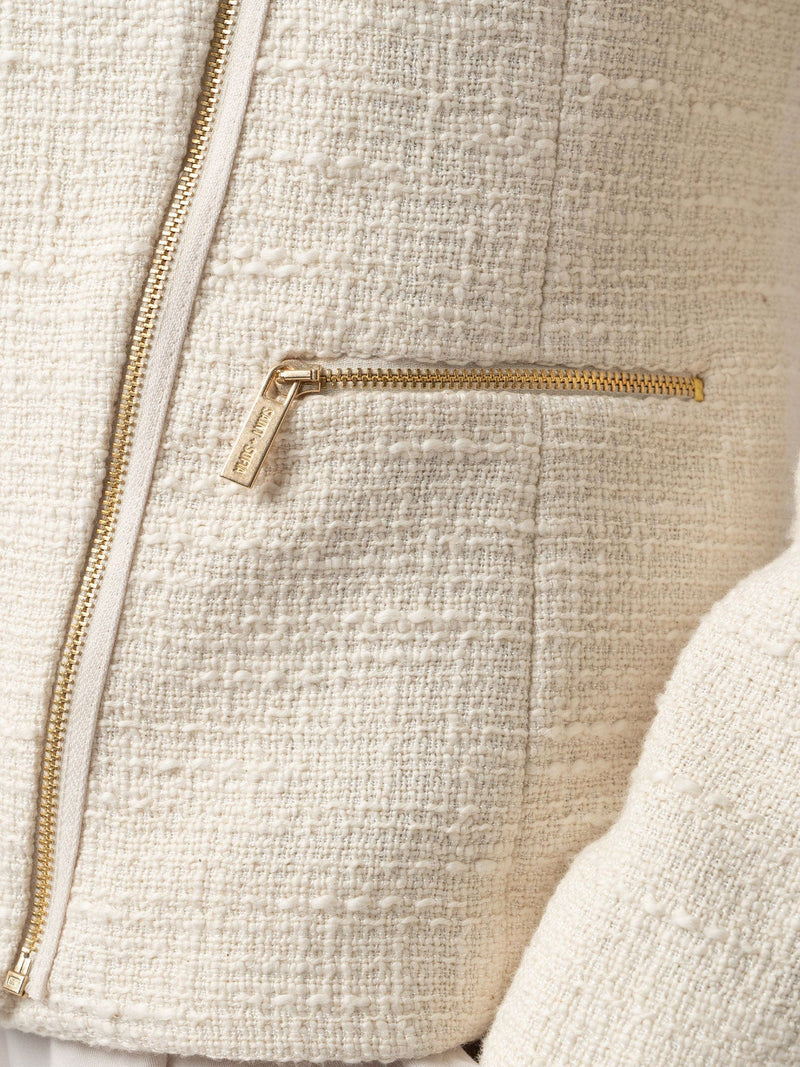 Sutton Asymmetric Jacket Cream Bouclé - Women's Jackets | Saint + Sofia® EU