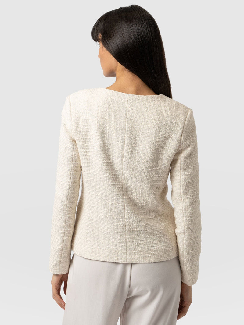 Sutton Asymmetric Jacket Cream Bouclé - Women's Jackets | Saint + Sofia® EU