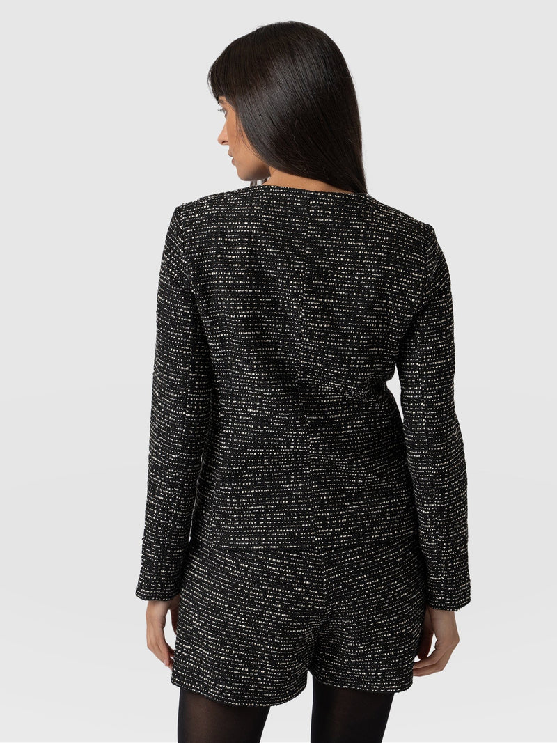 Sutton Asymmetric Jacket Monochrome Bouclé - Women's Jackets |  Saint + Sofia® EU