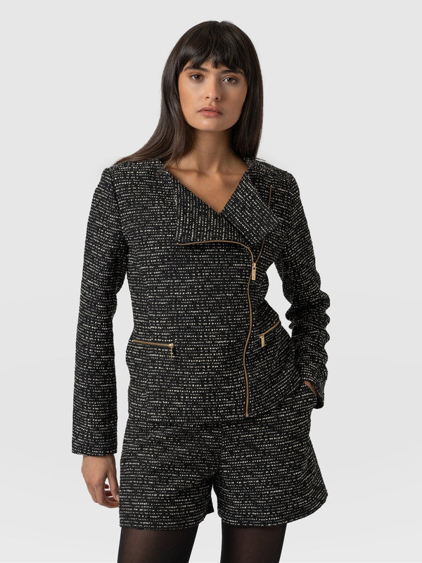 Sutton Asymmetric Jacket Monochrome Bouclé - Women's Jackets |  Saint + Sofia® EU