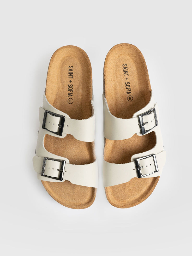 Sutton Slides Cream Studded - Women's Sandals | Saint + Sofia® EU