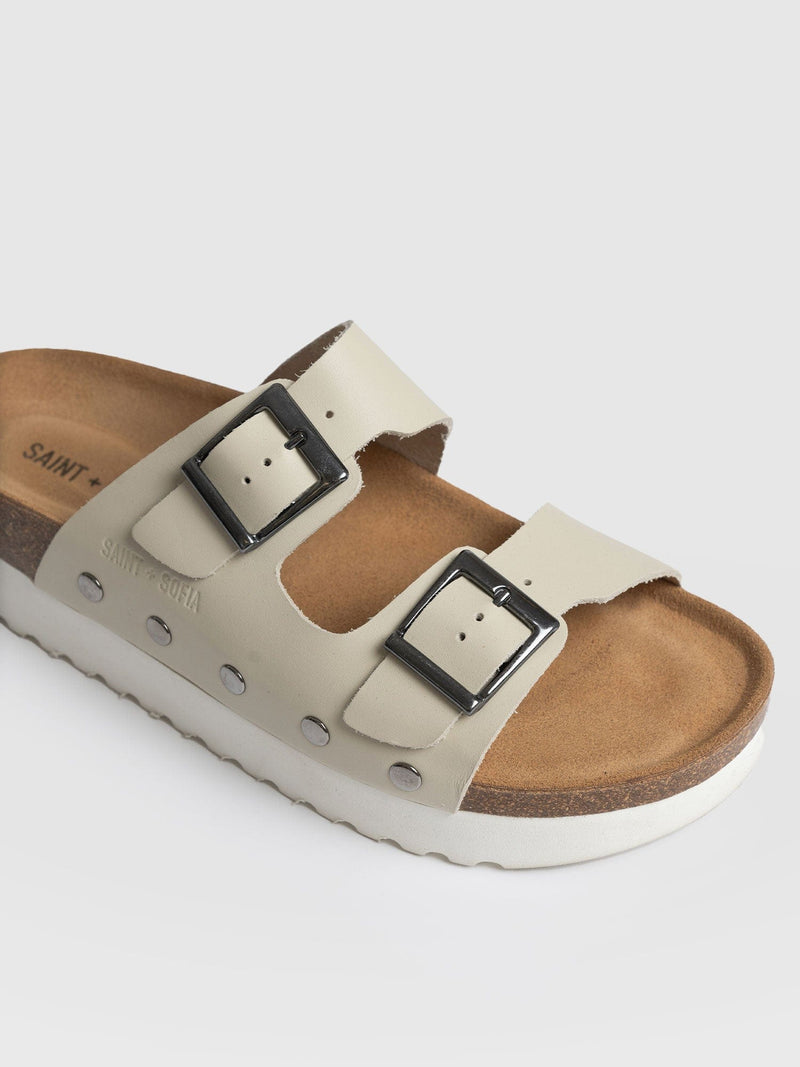 Sutton Slides Cream Studded - Women's Sandals | Saint + Sofia® EU