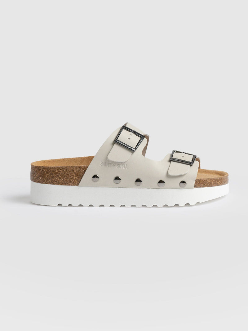 Sutton Slides Cream Studded - Women's Sandals | Saint + Sofia® EU