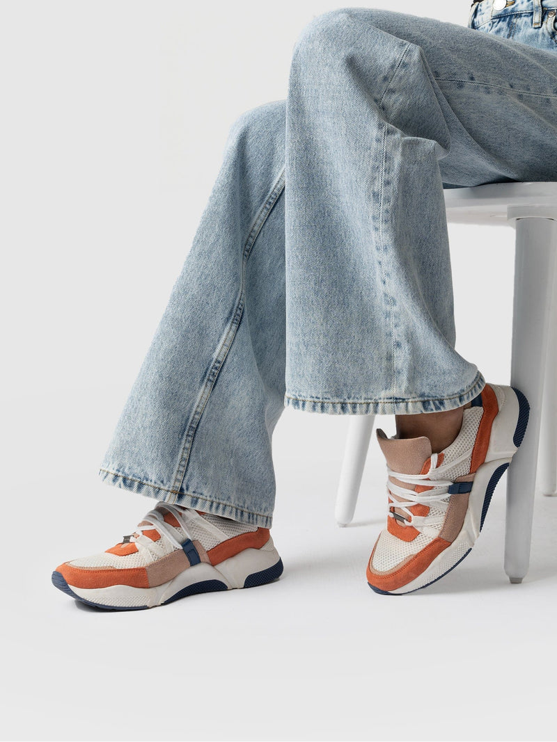 Sutton Trainer Navy/Orange- Women's Trainers | Saint + Sofia® EU