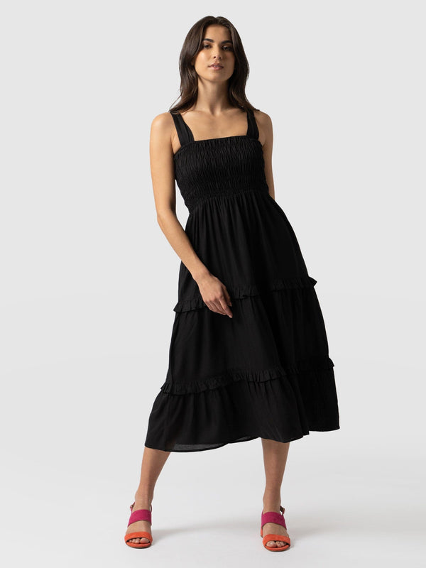 Suzi Shirring Dress Black - Women's Dresses | Saint + Sofia® EU