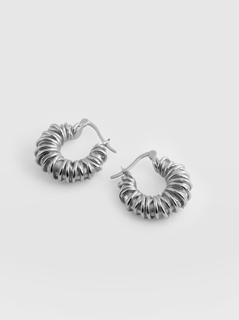 Swirl Hoop Earrings Silver - Women's Jewellery | Saint + Sofia® EU