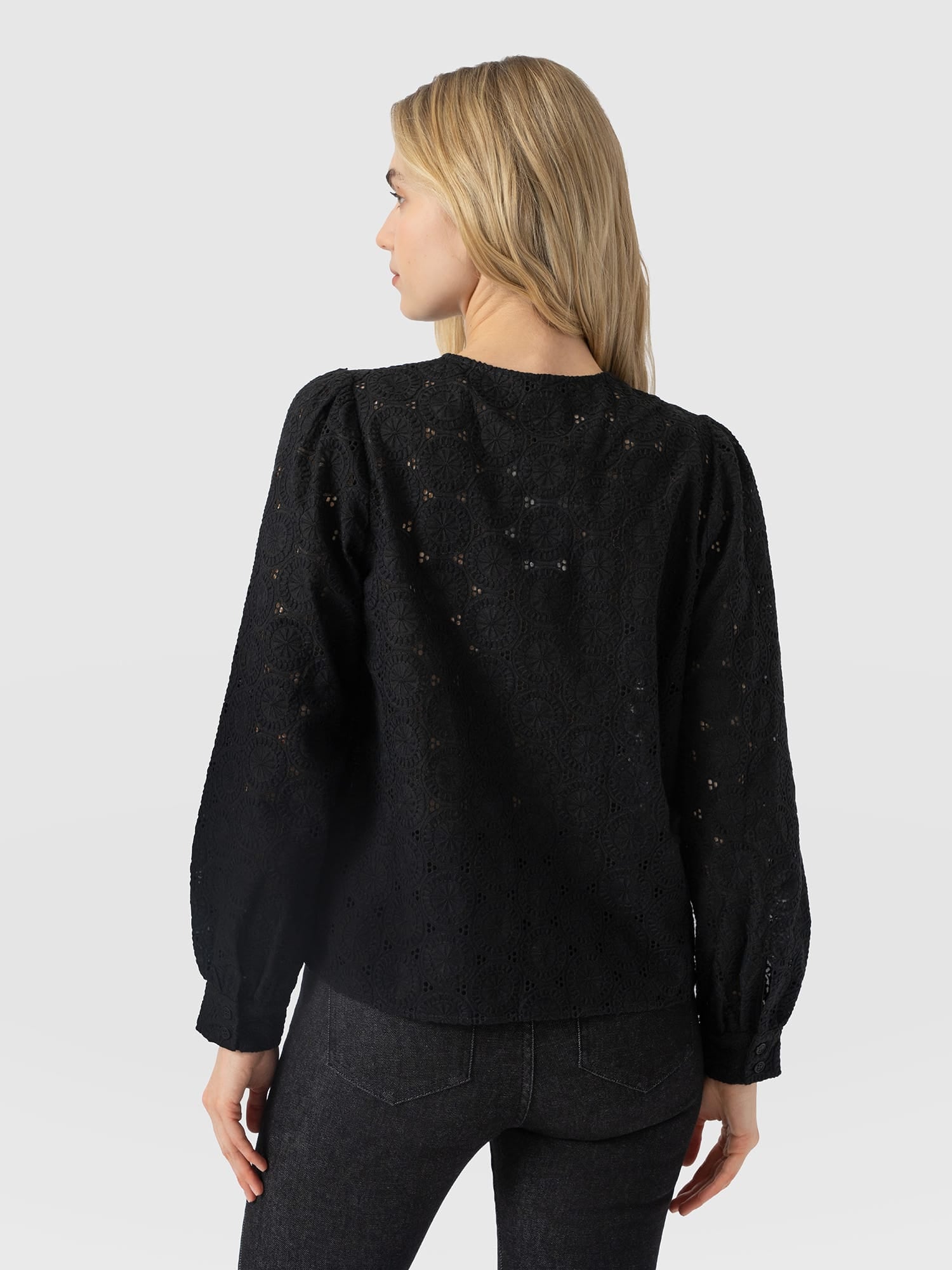 Tabitha Blouse Black Broderie - Women's Blouses | Saint and Sofia® EU