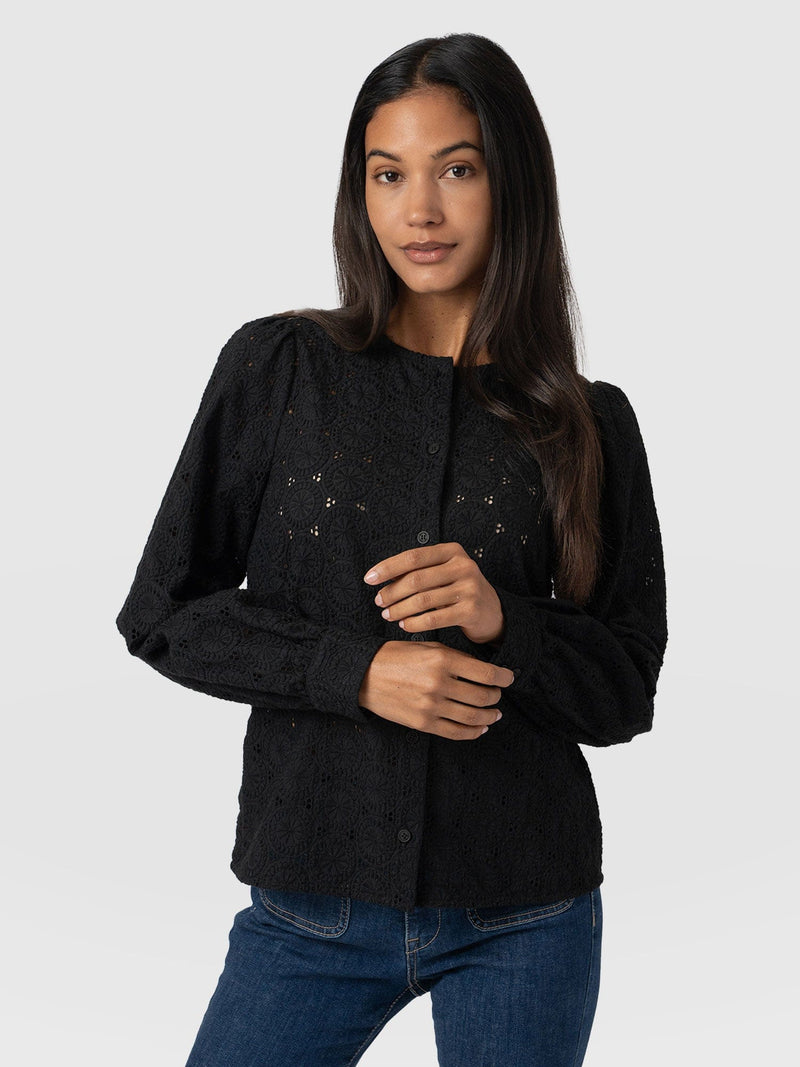 Tabitha Blouse Black Broderie - Women's Blouses | Saint + Sofia® EU