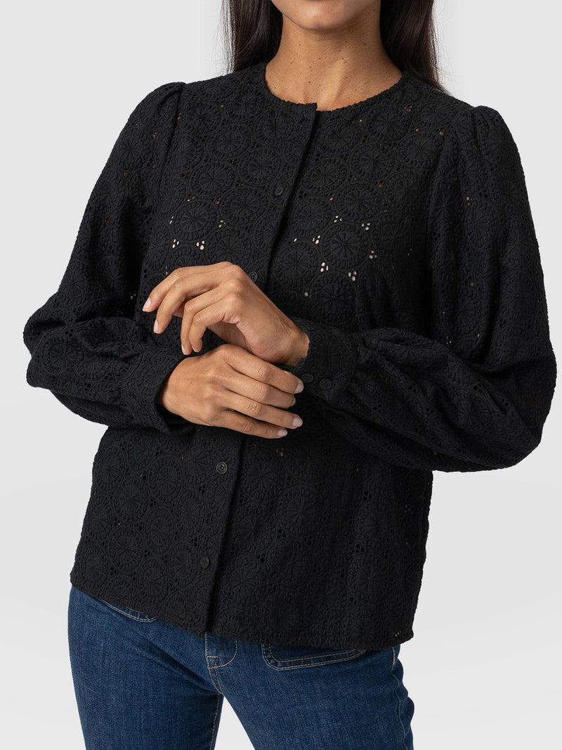 Tabitha Blouse Black Broderie - Women's Blouses | Saint + Sofia® EU