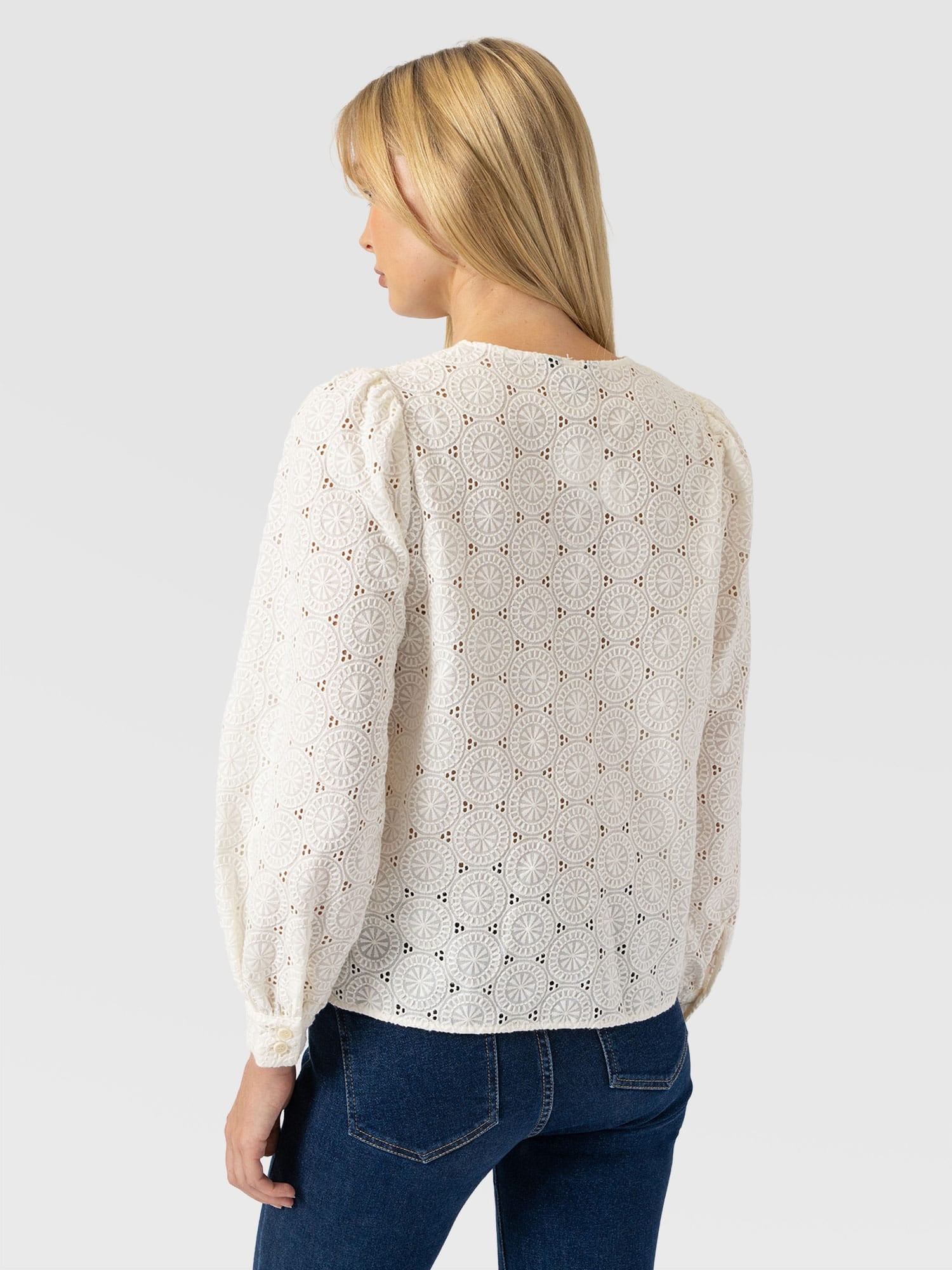 Tabitha Blouse Cream Broderie - Women's Blouses | Saint and Sofia® EU