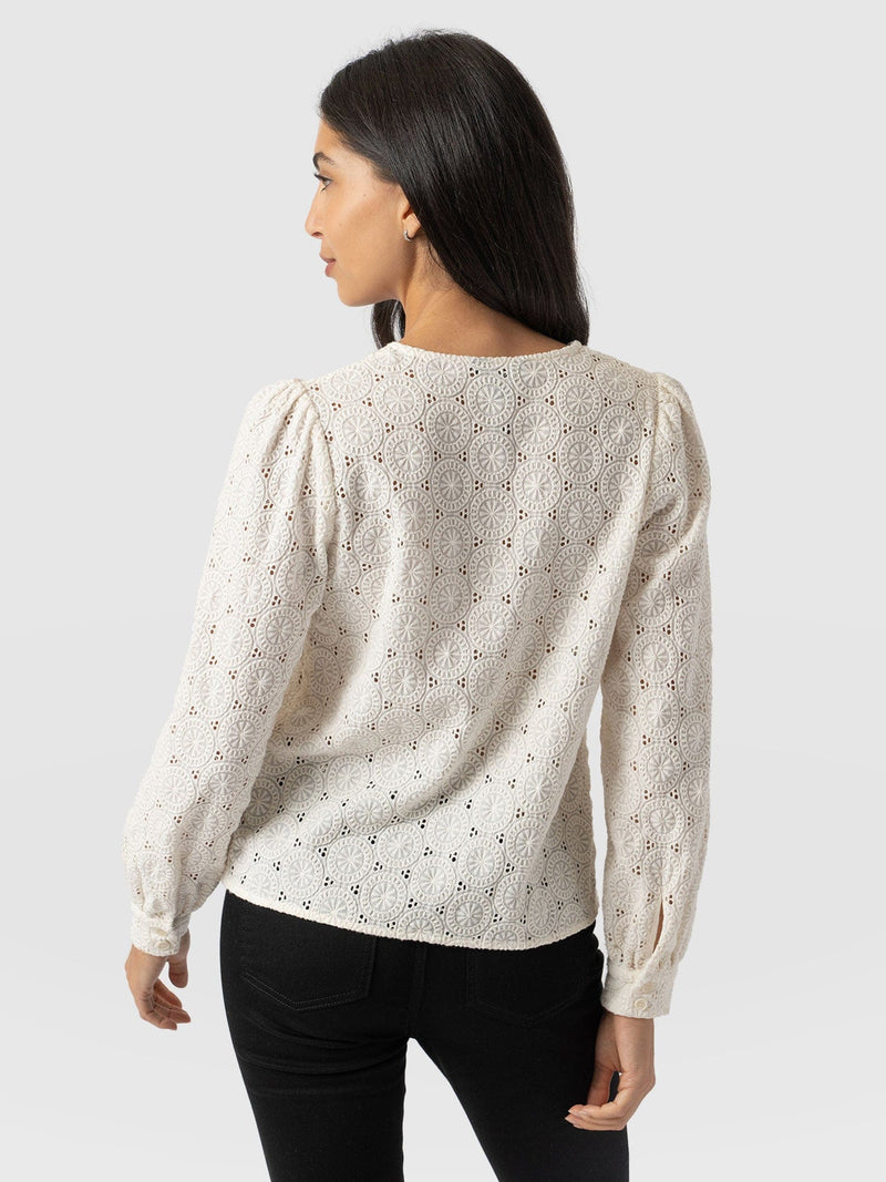 Tabitha Blouse Cream Broderie - Women's Blouses | Saint + Sofia® EU