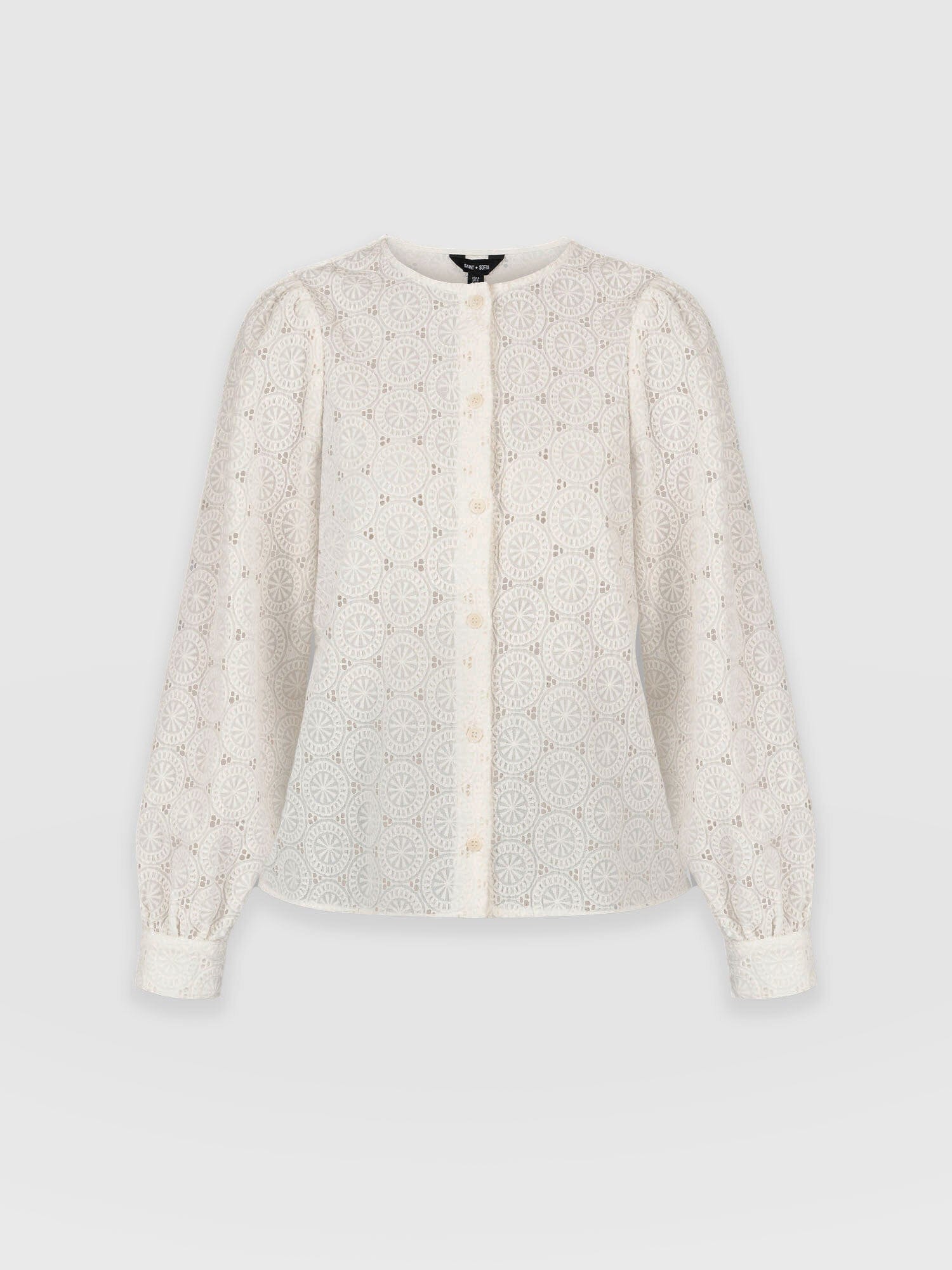 Tabitha Blouse Cream Broderie - Women's Blouses | Saint + Sofia® EU