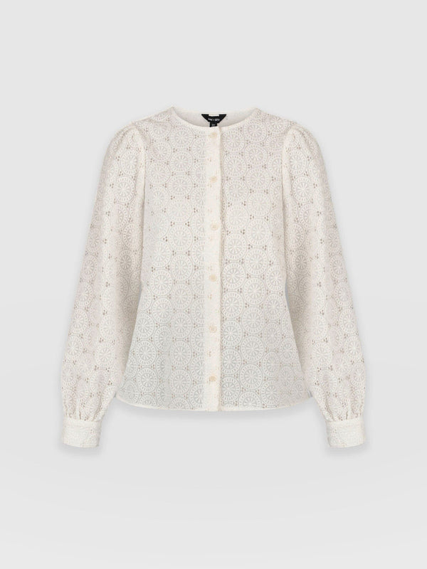 Tabitha Blouse Cream Broderie - Women's Blouses | Saint + Sofia® EU