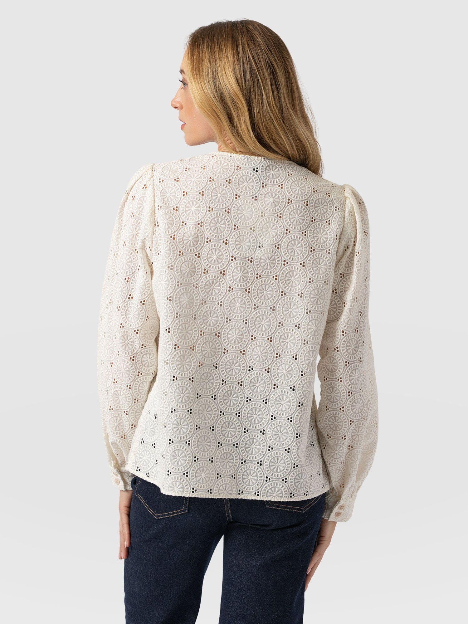 Tabitha Blouse Cream Broderie - Women's Blouses | Saint + Sofia® EU
