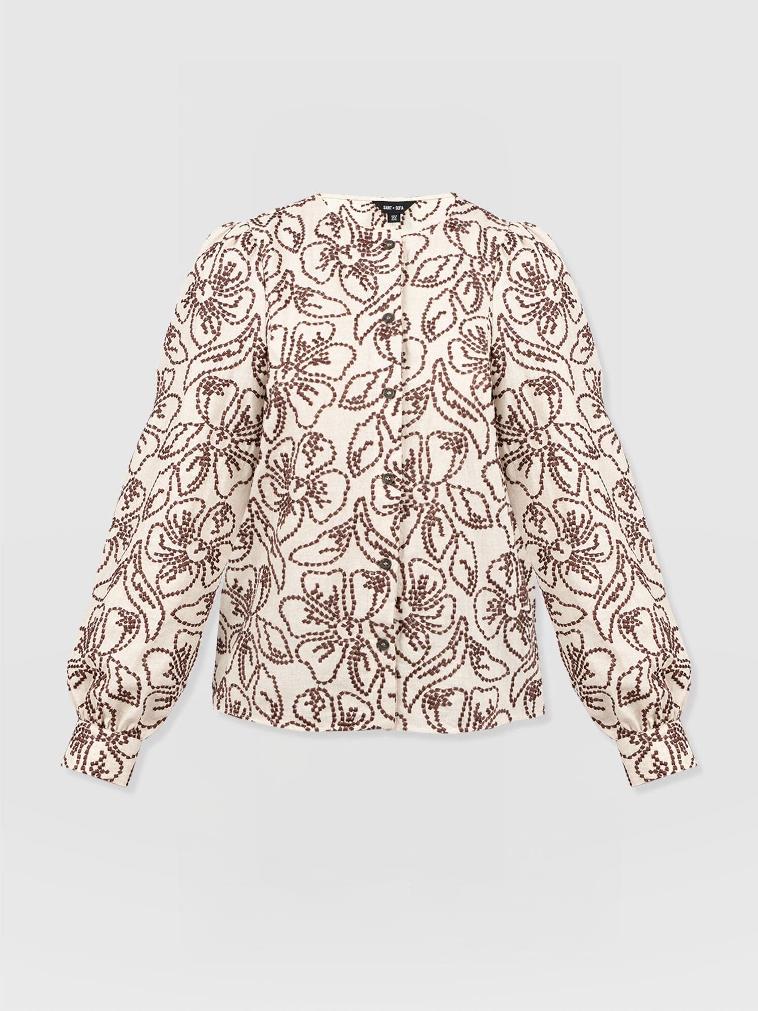 Tabitha Blouse - Cream/Brown - Women's Blouses | Saint + Sofia? EU