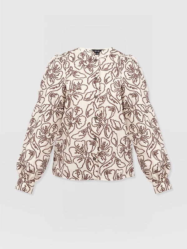 Tabitha Blouse - Cream/Brown - Women's Blouses | Saint + Sofia? EU