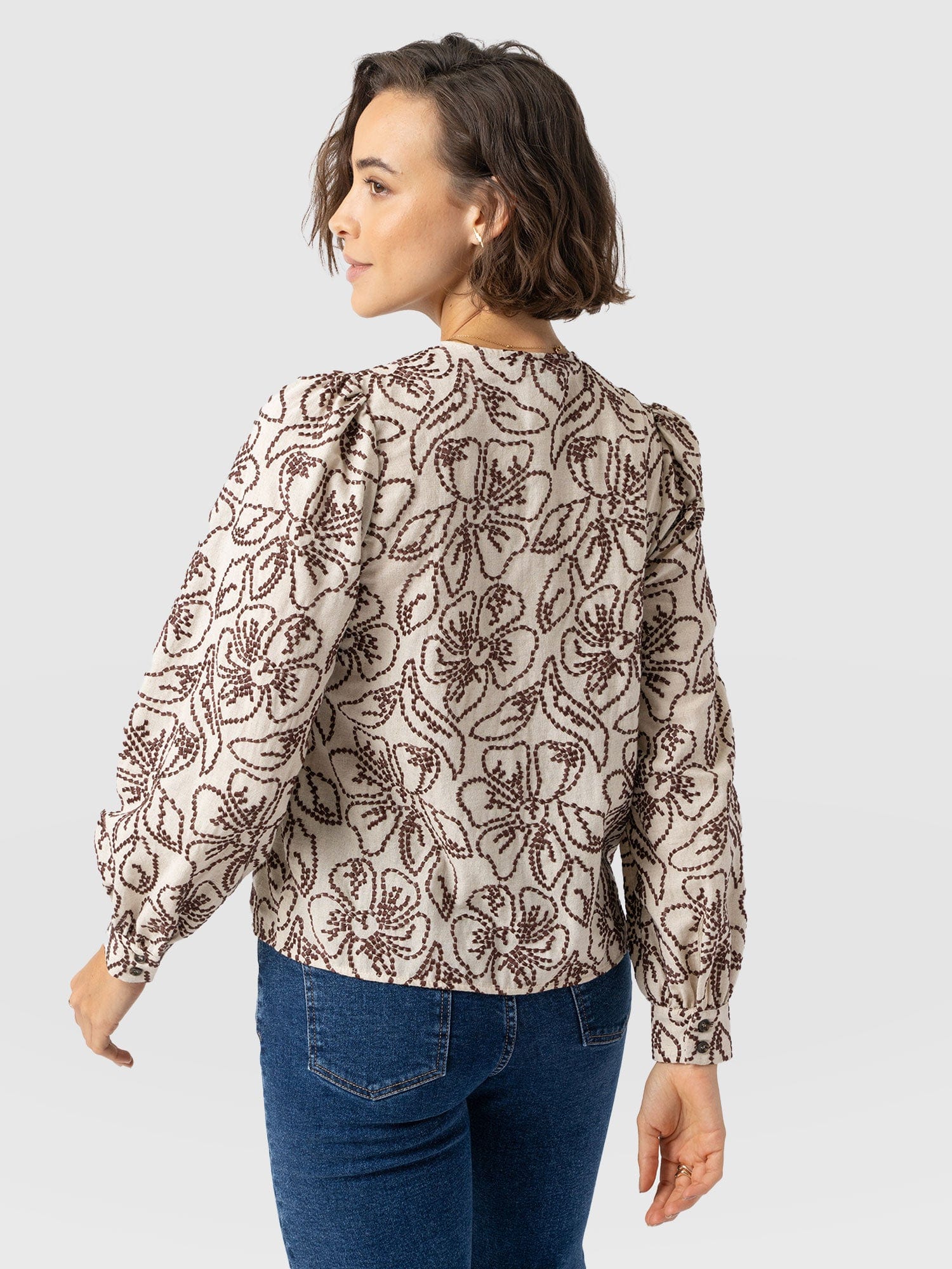 Tabitha Blouse - Cream/Brown - Women's Blouses | Saint + Sofia? EU