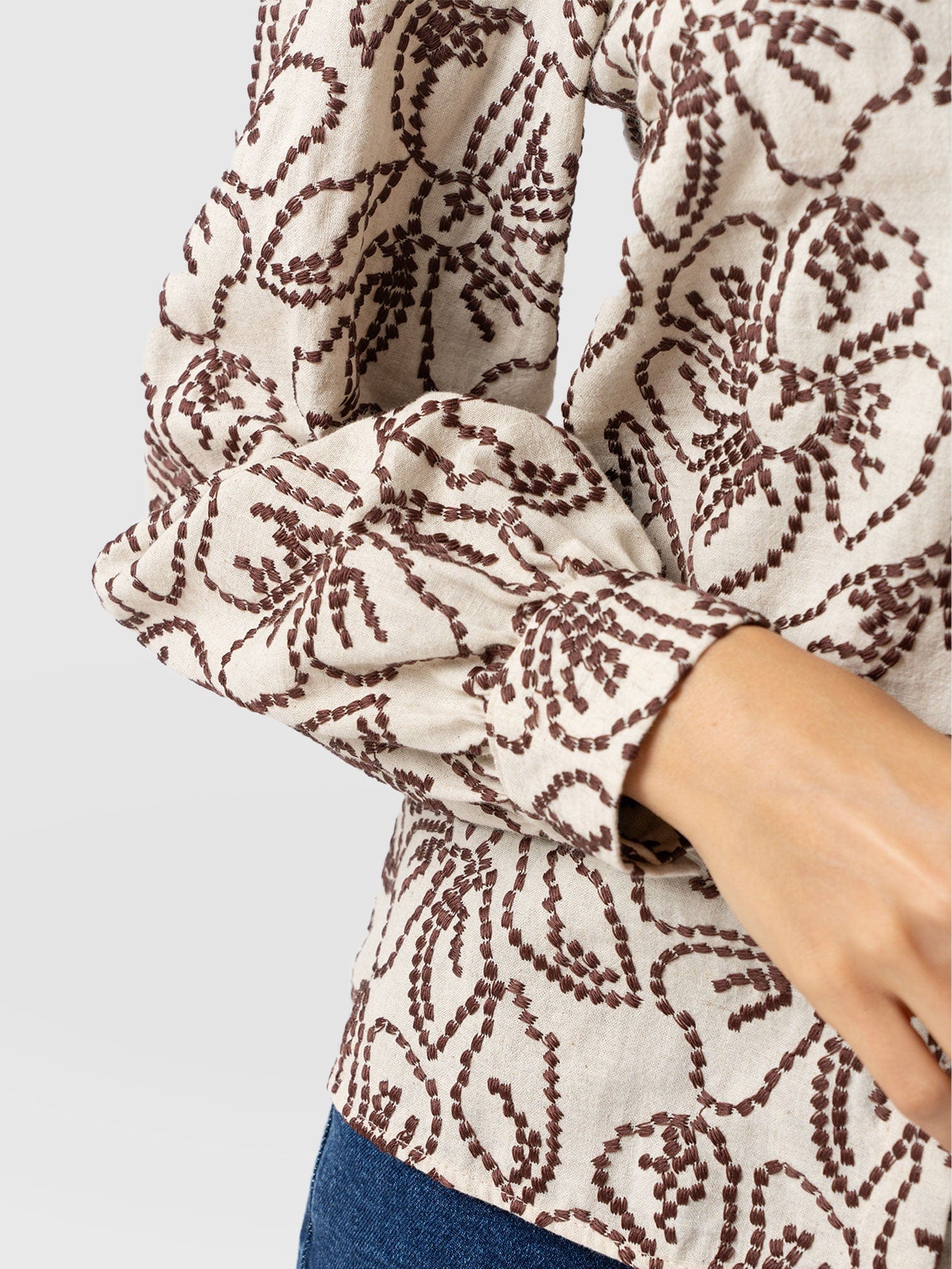 Tabitha Blouse - Cream/Brown - Women's Blouses | Saint + Sofia? EU