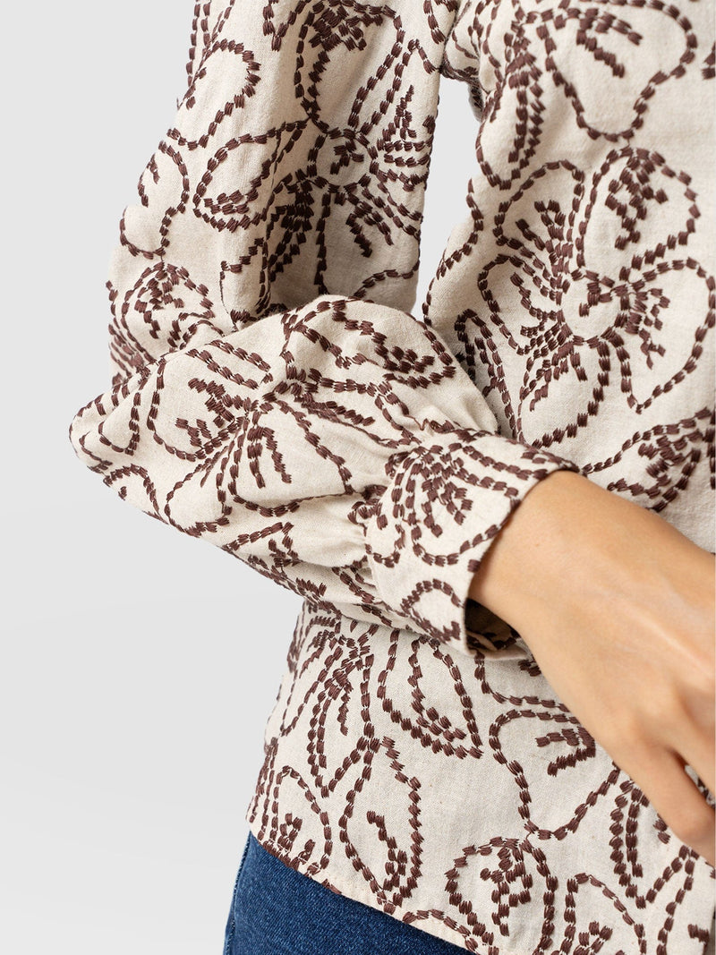 Tabitha Blouse - Cream/Brown - Women's Blouses | Saint + Sofia? EU