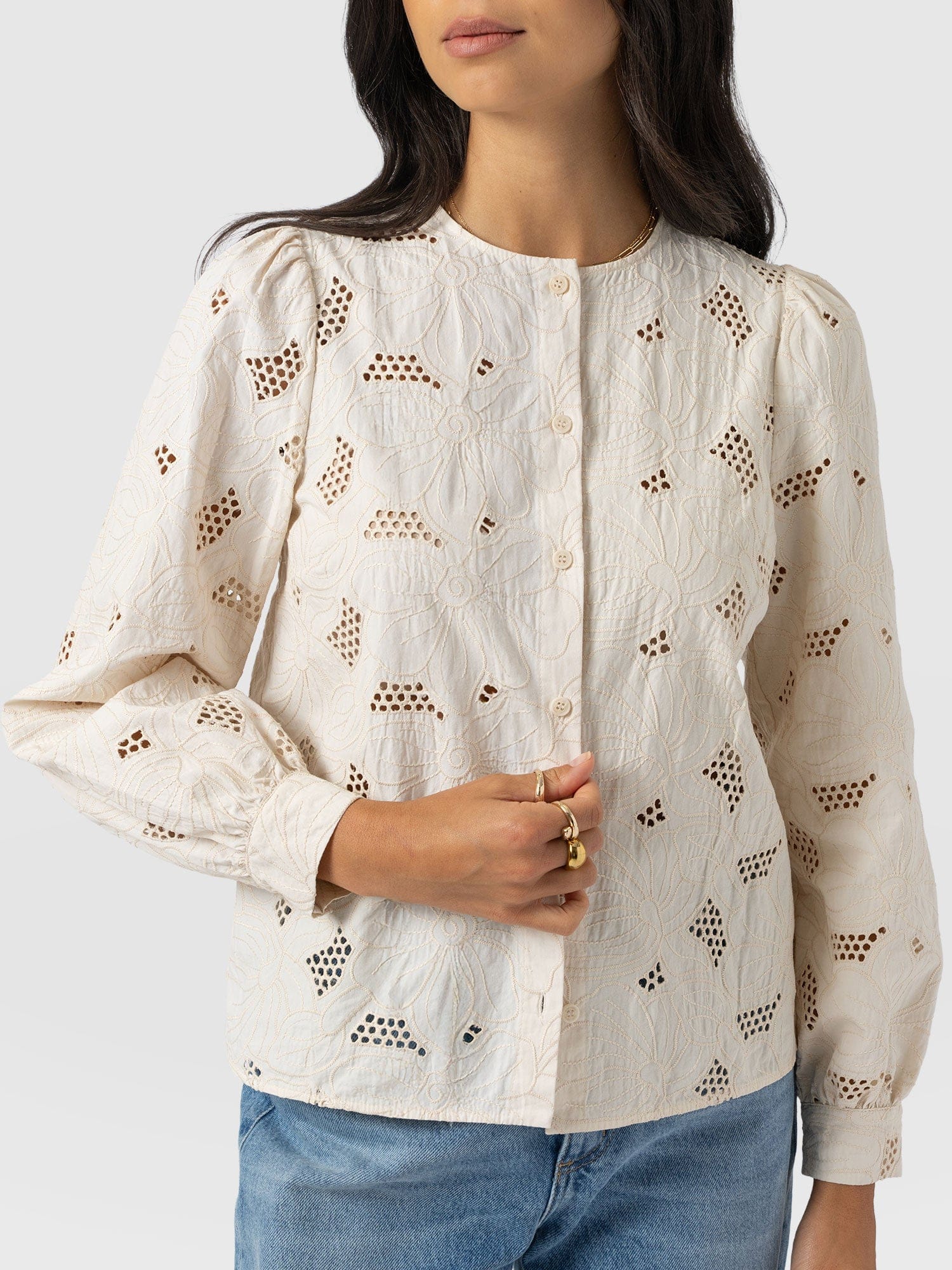 Tabitha Blouse - Cream Floral - Women's Blouses | Saint + Sofia® EU