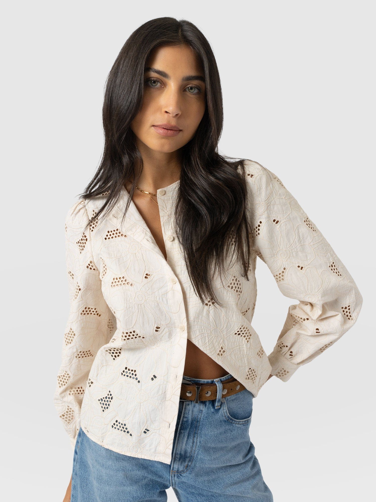 Tabitha Blouse - Cream Floral - Women's Blouses | Saint + Sofia® EU