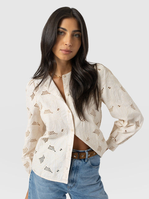 Tabitha Blouse - Cream Floral - Women's Blouses | Saint + Sofia® EU