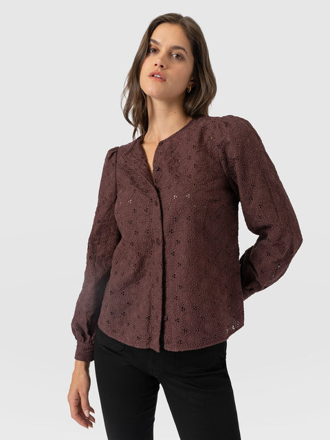 Tabitha Blouse - Maroon - Women's Blouses | Saint and Sofia® EU