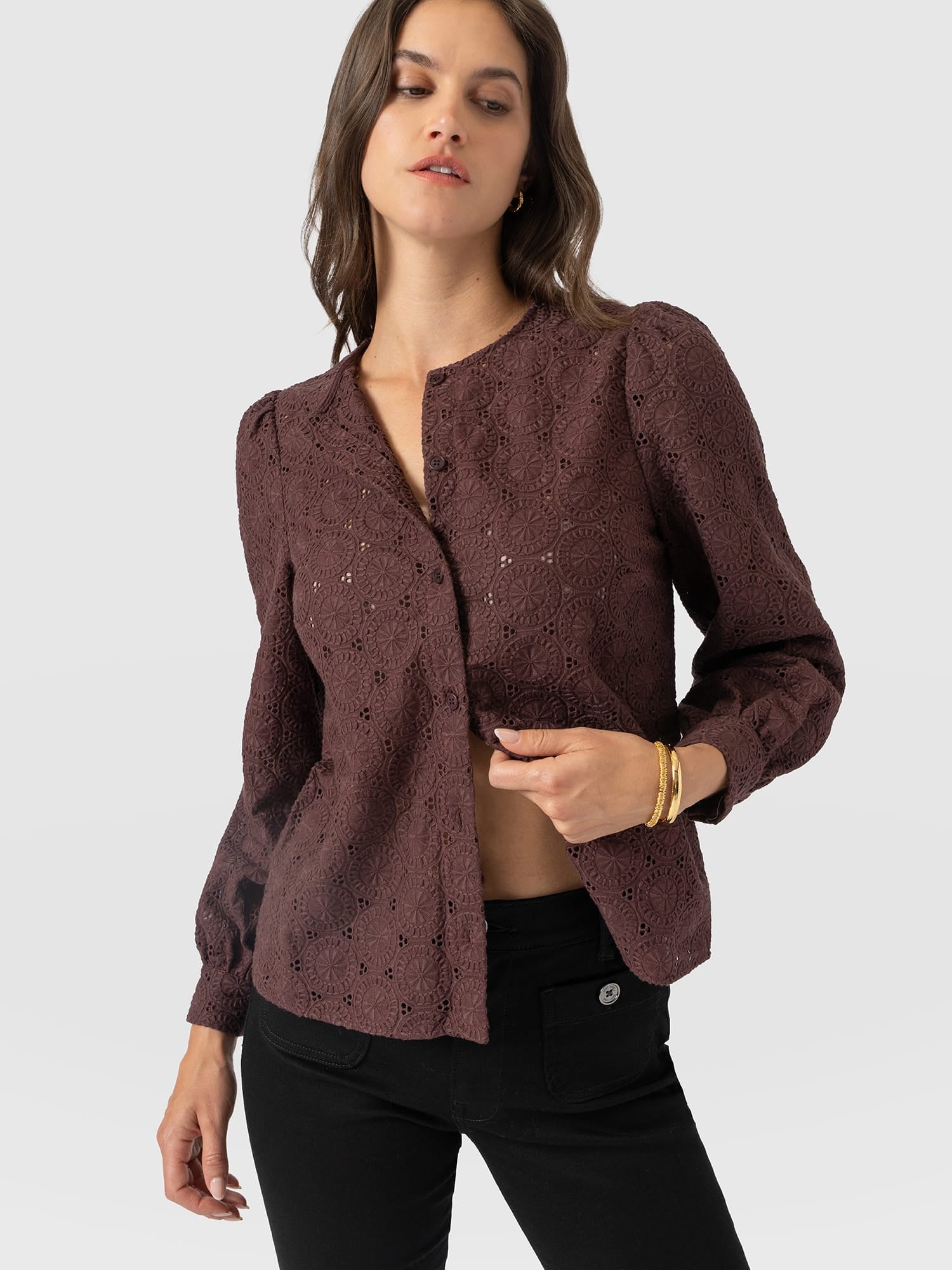 Tabitha Blouse - Maroon - Women's Blouses | Saint and Sofia® EU