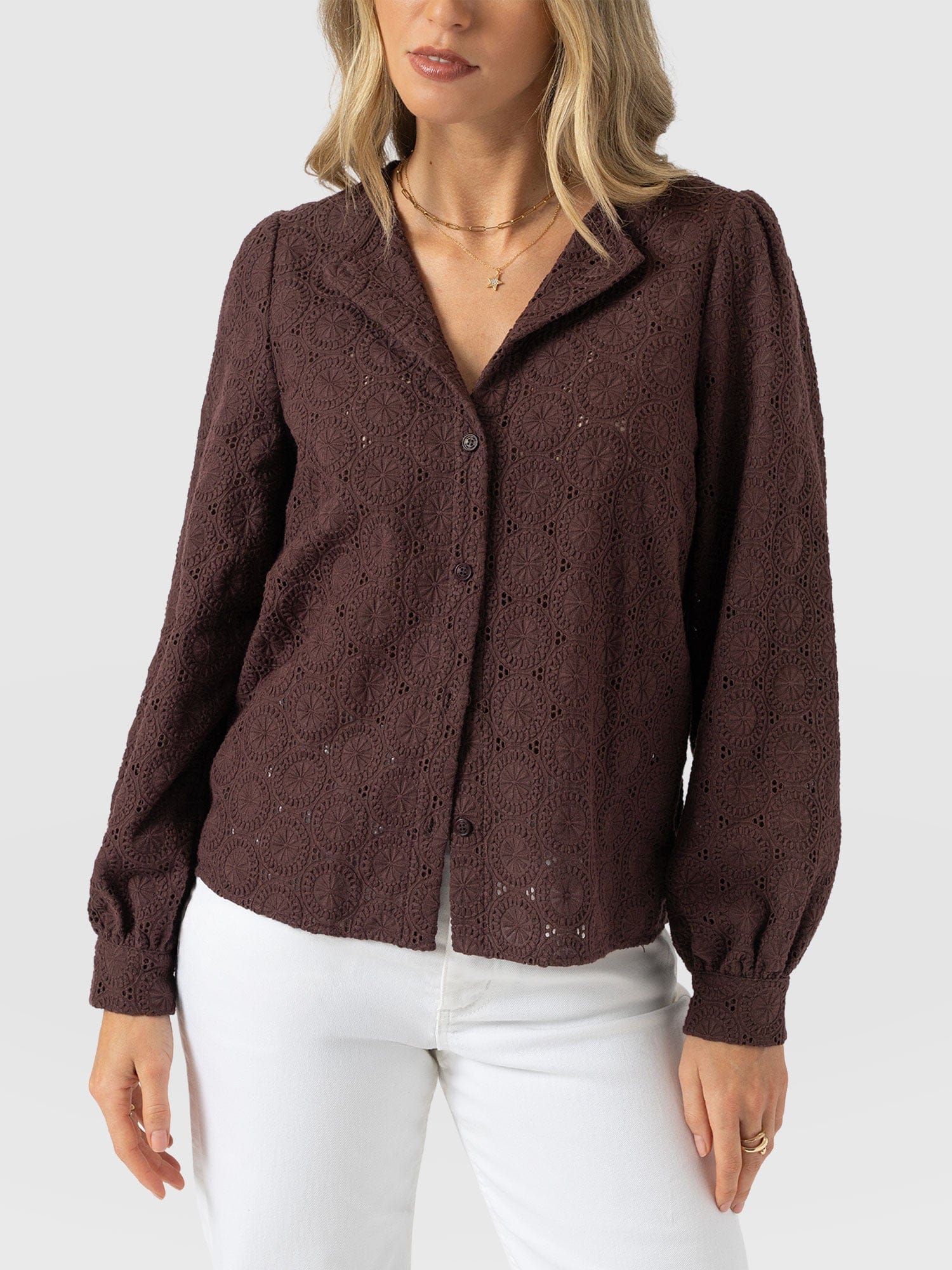 Tabitha Blouse - Maroon - Women's Blouses | Saint + Sofia® EU