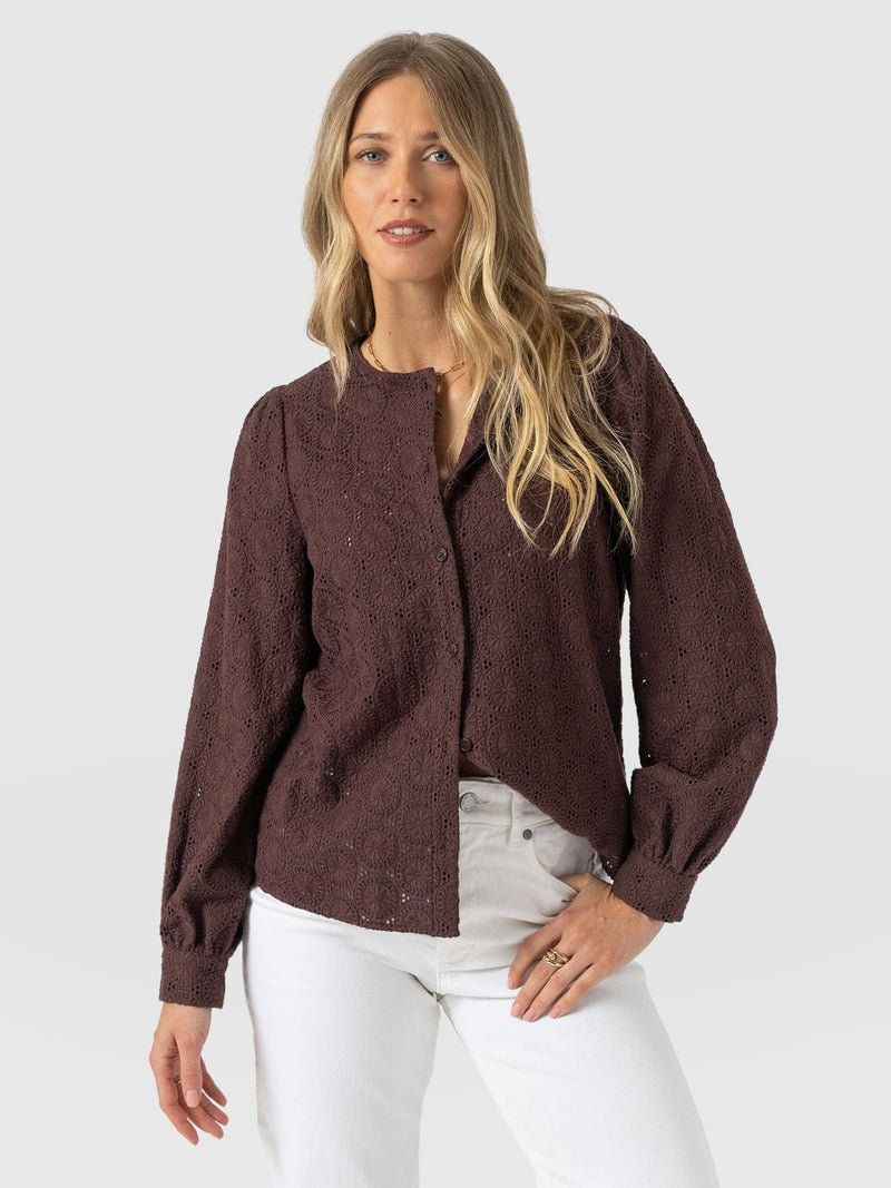 Tabitha Blouse - Maroon - Women's Blouses | Saint + Sofia® EU