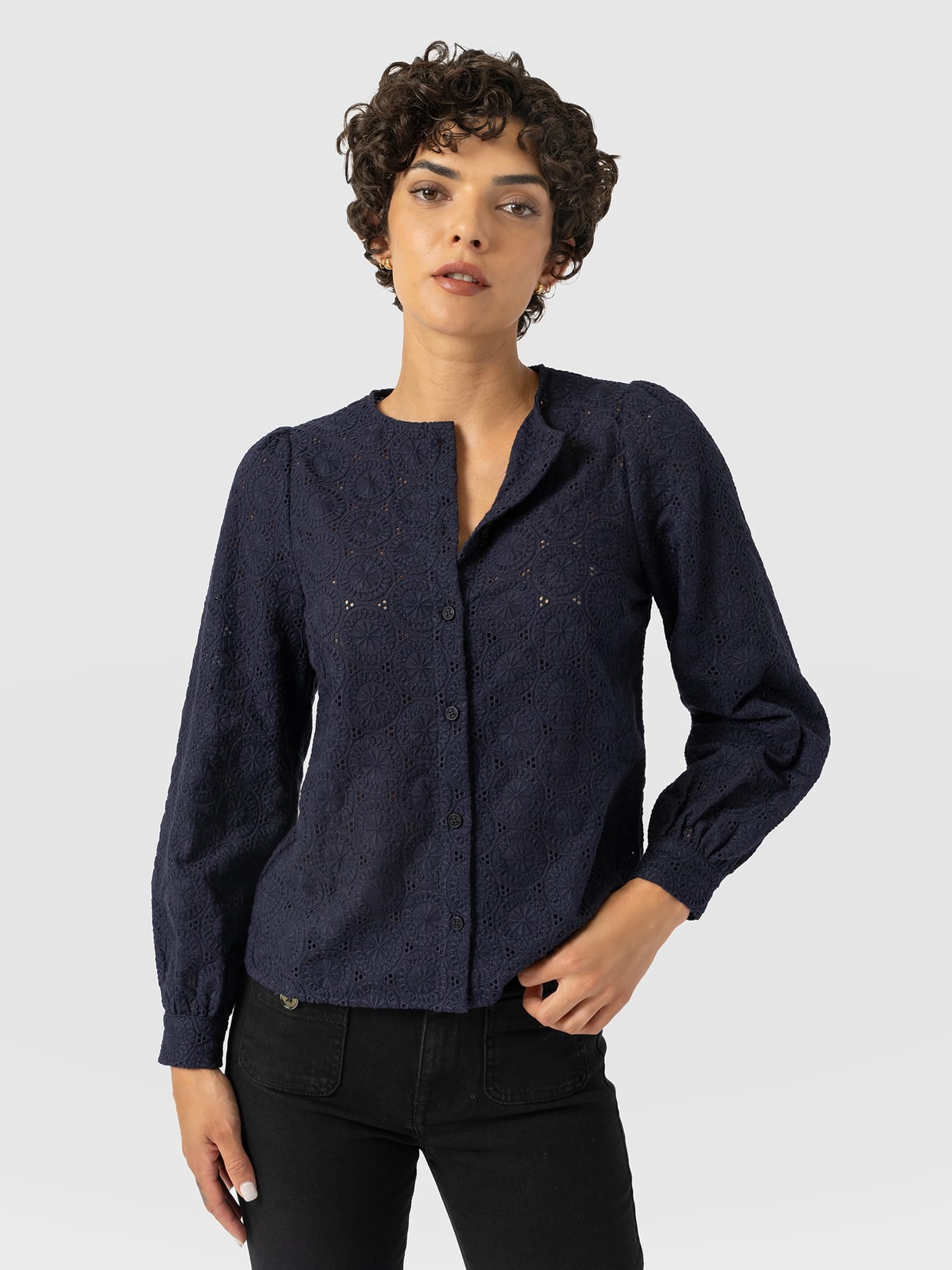 Tabitha Blouse - Navy - Women's Blouses | Saint and Sofia® EU