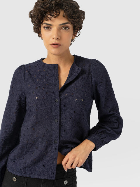 Tabitha Blouse - Navy - Women's Blouses | Saint and Sofia® EU