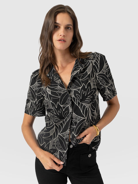 Tabitha Short Sleeve Blouse - Black Embroidered - Women's Blouses | Saint and Sofia® EU