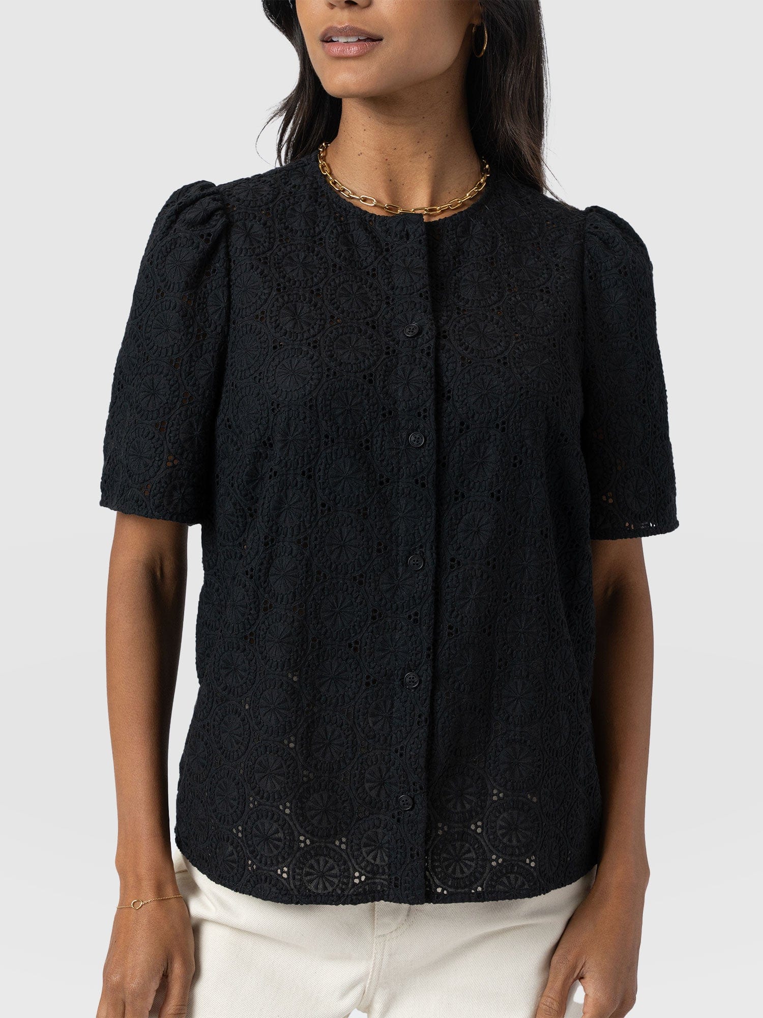 Tabitha Short Sleeve Blouse - Black - Women's Blouses | Saint + Sofia® EU
