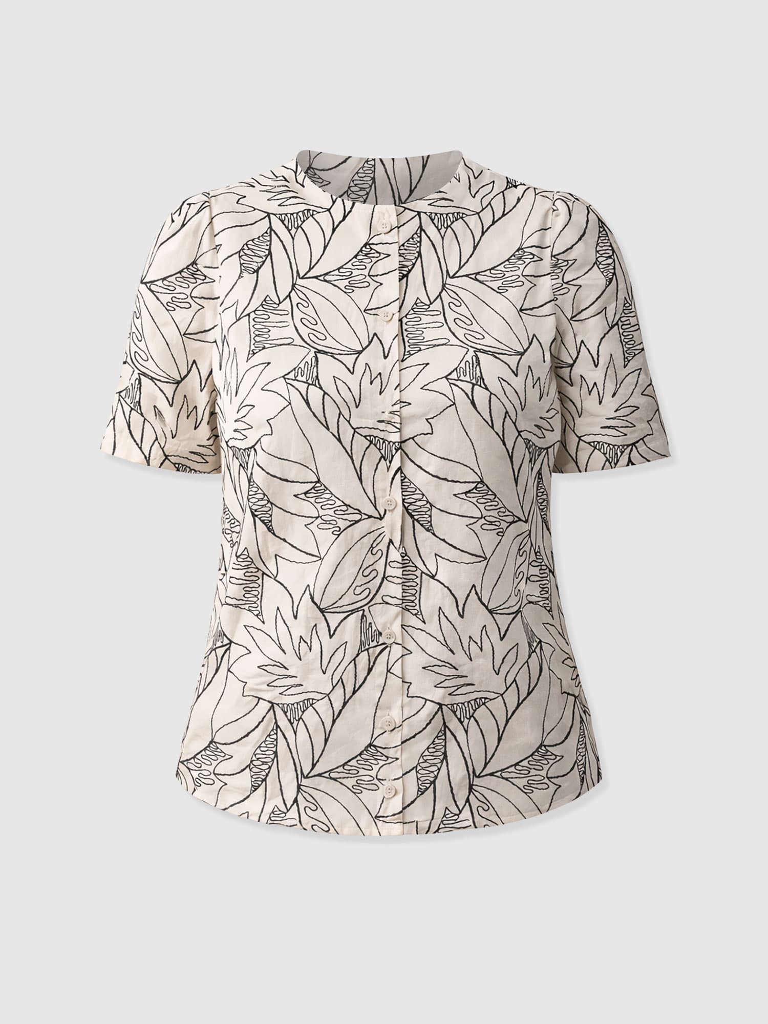 Tabitha Short Sleeve Blouse - Cream Embroidered - Women's Blouses | Saint + Sofia® EU