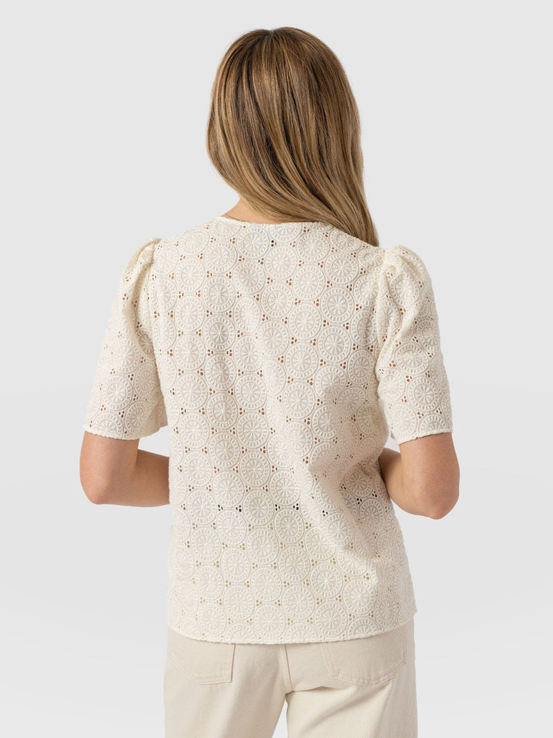 Tabitha Short Sleeve Blouse - Cream - Women's Blouses | Saint + Sofia® EU