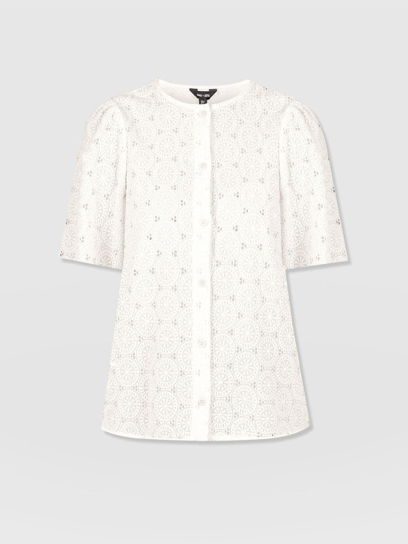 Tabitha Short Sleeve Blouse - Cream - Women's Blouses | Saint + Sofia® EU