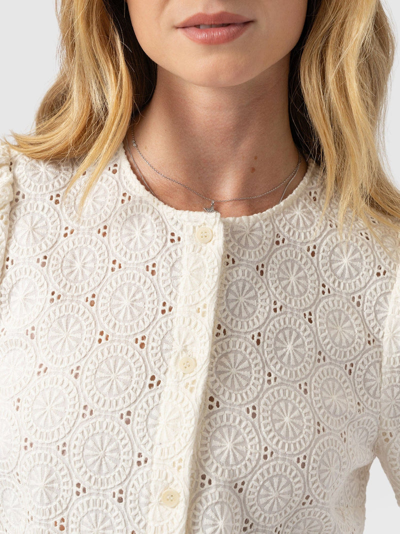 Tabitha Short Sleeve Blouse - Cream - Women's Blouses | Saint + Sofia® EU