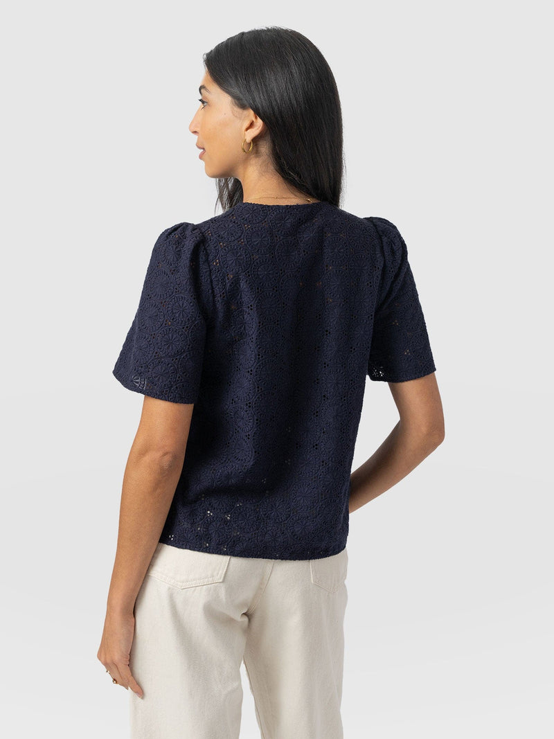 Tabitha Short Sleeve Blouse - Navy - Women's Blouses | Saint + Sofia® EU