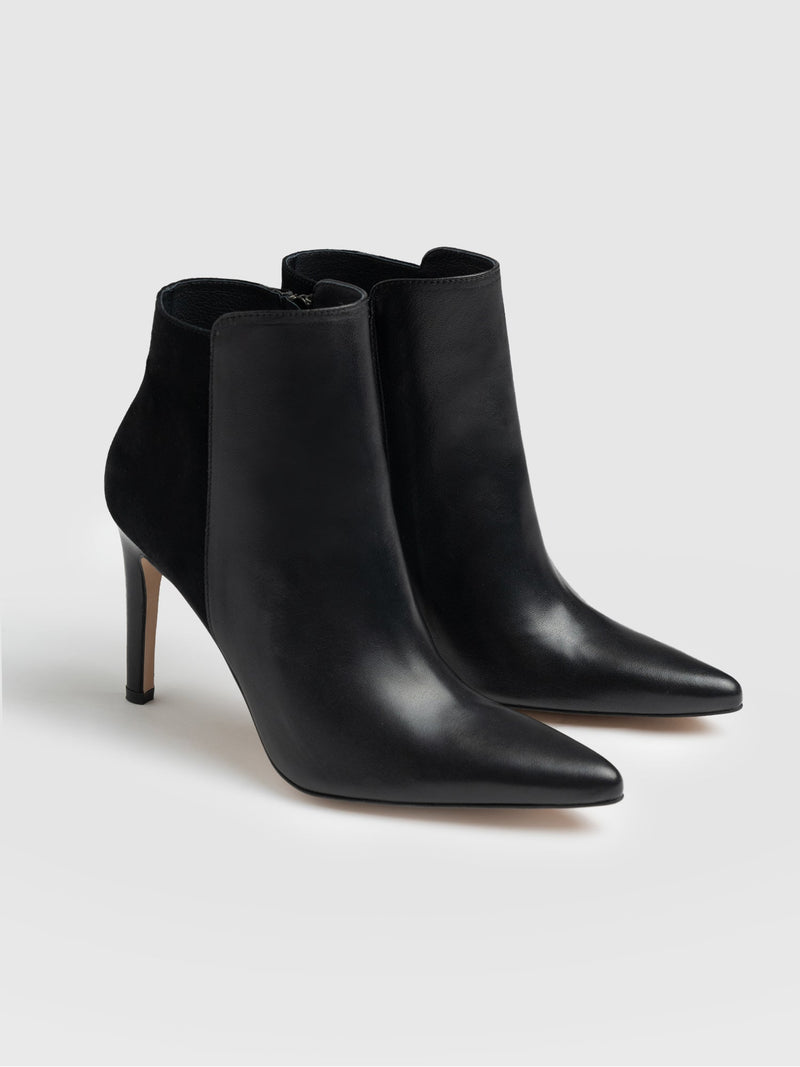 Tamara Heeled Ankle Boot Black - Women's Leather Boots | Saint + Sofia® EU