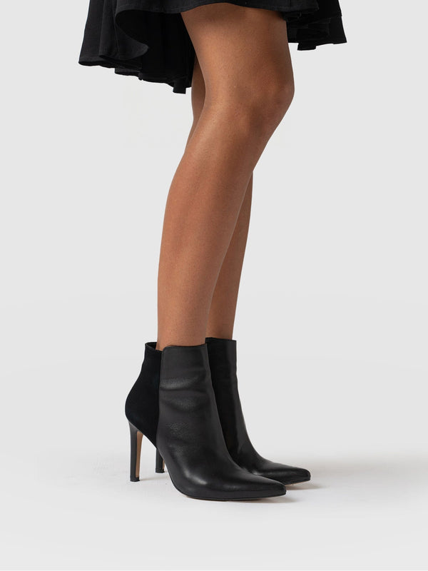 Tamara Heeled Ankle Boot Black - Women's Leather Boots | Saint + Sofia® EU