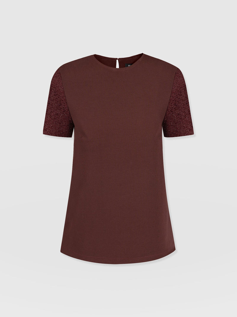 Taylor Rayner Contrast Tee Maroon - Women's T-Shirts | Saint + Sofia® EU