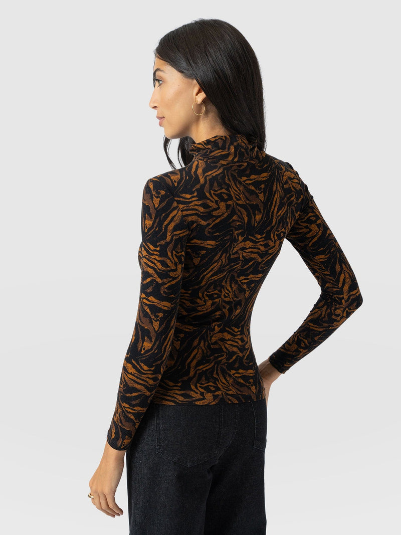 Tempest Roll Neck - Brown Zebra - Women's T-shirts | Saint + Sofia® EU