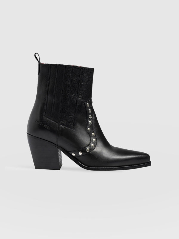 Texas Studded Boot Black - Women's Leather Boots | Saint + Sofia® EU