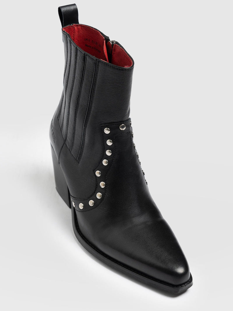 Texas Studded Boot Black - Women's Leather Boots | Saint + Sofia® EU